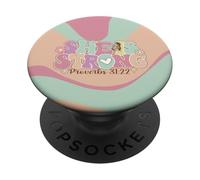 She Is Strong Proverbs 31:22 Gráfico Floral PopSockets PopGrip Adhesivo