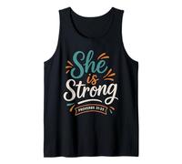 She Is Strong Proverbs 31 25 - Verso bíblico Vintage Cristiano Camiseta sin Mangas