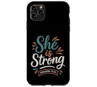 She Is Strong Proverbs 31 25 - Verso bíblico Vintage Cristiano Carcasa para iPhone 11 Pro MAX
