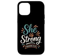 She Is Strong Proverbs 31 25 - Verso bíblico Vintage Cristiano Carcasa para iPhone 12/12 Pro