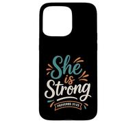 She Is Strong Proverbs 31 25 - Verso bíblico Vintage Cristiano Carcasa para iPhone 15 Pro MAX