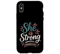 She Is Strong Proverbs 31 25 - Verso bíblico Vintage Cristiano Carcasa para iPhone X/XS