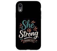 She Is Strong Proverbs 31 25 - Verso bíblico Vintage Cristiano Carcasa para iPhone XR