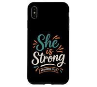 She Is Strong Proverbs 31 25 - Verso bíblico Vintage Cristiano Carcasa para iPhone XS MAX