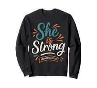 She Is Strong Proverbs 31 25 - Verso bíblico Vintage Cristiano Sudadera