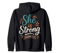 She Is Strong Proverbs 31 25 - Verso bíblico Vintage Cristiano Sudadera con Capucha