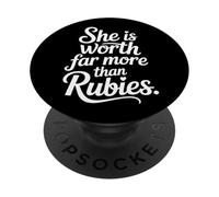 She Is Worth Far More Than Rubies Mujeres cristianas - PopSockets PopGrip Adhesivo