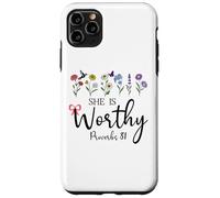 She is Worthy Proverbs 31 Christian Bible Verse God Quote Carcasa para iPhone 11 Pro MAX