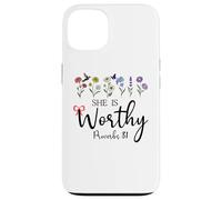 She is Worthy Proverbs 31 Christian Bible Verse God Quote Carcasa para iPhone 13