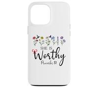 She is Worthy Proverbs 31 Christian Bible Verse God Quote Carcasa para iPhone 13 Pro MAX