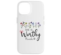 She is Worthy Proverbs 31 Christian Bible Verse God Quote Carcasa para iPhone 14