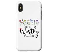 She is Worthy Proverbs 31 Christian Bible Verse God Quote Carcasa para iPhone X/XS