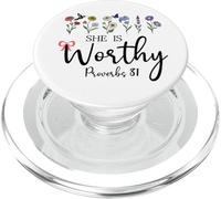 She is Worthy Proverbs 31 Christian Bible Verse God Quote PopSockets PopGrip para MagSafe