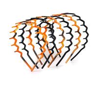 SHE LIAN Diademas para el pelo en zigzag, unisex, de plástico, onduladas, paquete de 3, negro y marrón (3 negros + 3 marrones, tamaño medio)