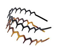 SHE LIAN Diademas para el pelo en zigzag, unisex, de plástico, onduladas, paquete de 3, negro y marrón (3 negros + 3 marrones, tamaño medio)