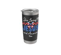 She Loves Jesus & America Too Girls Christian American Flag Vaso térmico de acero inoxidable de doble pared