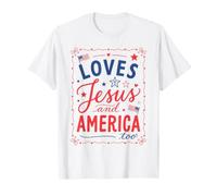 She Loves Jesus and America Too Patriotic Christian 4th July Camiseta
