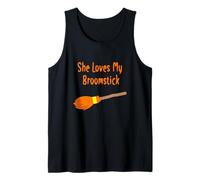 She Loves My Broomstick Couples Matching Halloween Camiseta sin Mangas