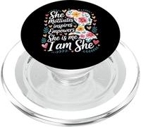 She Motivates Inspires Empowers She Is Me I Am She - PopSockets PopGrip para MagSafe