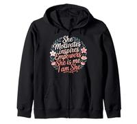 She Motivates Inspires Empowers She Is Me I Am She - Sudadera con Capucha