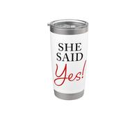 She Said YES - Funny Men's Engagement Fiancée Quote Vaso térmico de acero inoxidable de doble pared