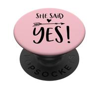 She Said Yes Heart Flecha Fiesta Nupcial PopSockets PopGrip Adhesivo