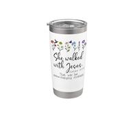 She Walked with Jesus Isaiah 41:10 Bible Verse Christian God Vaso térmico de acero inoxidable de doble pared