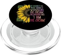 She Whispered I Am The Storm Cute Sunflower Art Women PopSockets PopGrip para MagSafe