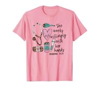 She Works Willingly with Her Hands For Pink Nurse Girlfriend Camiseta