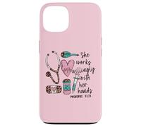 She Works Willingly with Her Hands For Pink Nurse Girlfriend Carcasa para iPhone 13