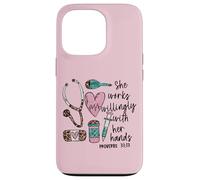 She Works Willingly with Her Hands For Pink Nurse Girlfriend Carcasa para iPhone 13 Pro