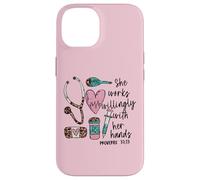 She Works Willingly with Her Hands For Pink Nurse Girlfriend Carcasa para iPhone 14