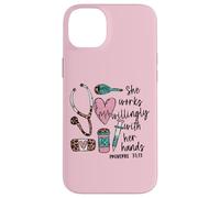 She Works Willingly with Her Hands For Pink Nurse Girlfriend Carcasa para iPhone 14 Plus