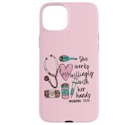 She Works Willingly with Her Hands For Pink Nurse Girlfriend Carcasa para iPhone 15 Plus