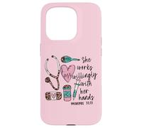 She Works Willingly with Her Hands For Pink Nurse Girlfriend Carcasa para iPhone 15 Pro