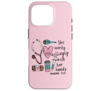 She Works Willingly with Her Hands For Pink Nurse Girlfriend Carcasa para iPhone 16 Pro