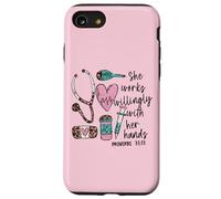 She Works Willingly with Her Hands For Pink Nurse Girlfriend Carcasa para iPhone SE (2020) / 7/8