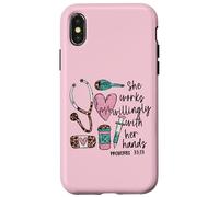 She Works Willingly with Her Hands For Pink Nurse Girlfriend Carcasa para iPhone X/XS