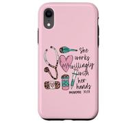 She Works Willingly with Her Hands For Pink Nurse Girlfriend Carcasa para iPhone XR