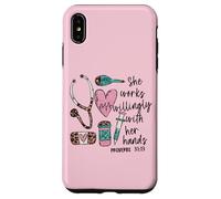 She Works Willingly with Her Hands For Pink Nurse Girlfriend Carcasa para iPhone XS MAX