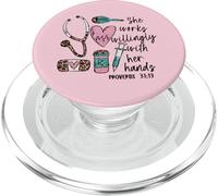 She Works Willingly with Her Hands For Pink Nurse Girlfriend PopSockets PopGrip para MagSafe