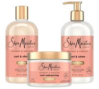 Shea Moisture Coconut & Hibiscus Curl TRIO: Incluye Curl & Shine Shampoo, acondiconador, Curl Enhancing Smoothie