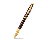 Sheaffer 100 9370 - Bolígrafo de punta redonda con borde dorado PVD, color marrón café brillante, tamaño mediano