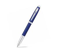 Sheaffer 100 Glossy Blue Lacquer Fountain Pen with Polished Chrome Trim and Medium Nib