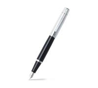 Sheaffer 300 Glossy Black Fountain Pen with Bright Chrome Cap, Chrome-Plated Trim, and Medium Nib