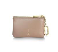 Sheaffer EIP - Funda de piel con cremallera para llavero con emblema en forma de lazo, color gris pardo