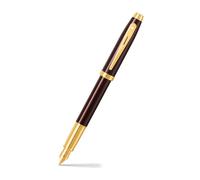 Sheaffer Gift 100 9370 - Pluma estilográfica brillante marrón café con ribete dorado PVD | Pluma estilográfica de punta media | Juego de regalo de pluma premium