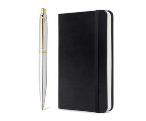 Sheaffer Set de regalo VFM 9422 de cromo pulido con cuaderno pequeño y adornos chapados en oro