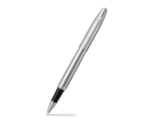 Sheaffer VFM 9426 - Bolígrafo de punta redonda de cromo cepillado con borde cromado | Bolígrafo premium plateado