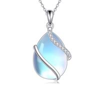 SHEAISRS Collar de ónix negro, ágata musgo, larimar, turquesa, labradorita, piedra monópala, ópalo, lapislázuli, malaquita, ópalo azul, para mujeres y hombres, joyería de plata de ley para mujer, 14